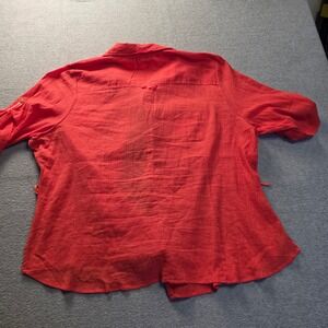 Button Down Shirt Womens Plus Red Utility Blouse RHL Essentials 3X